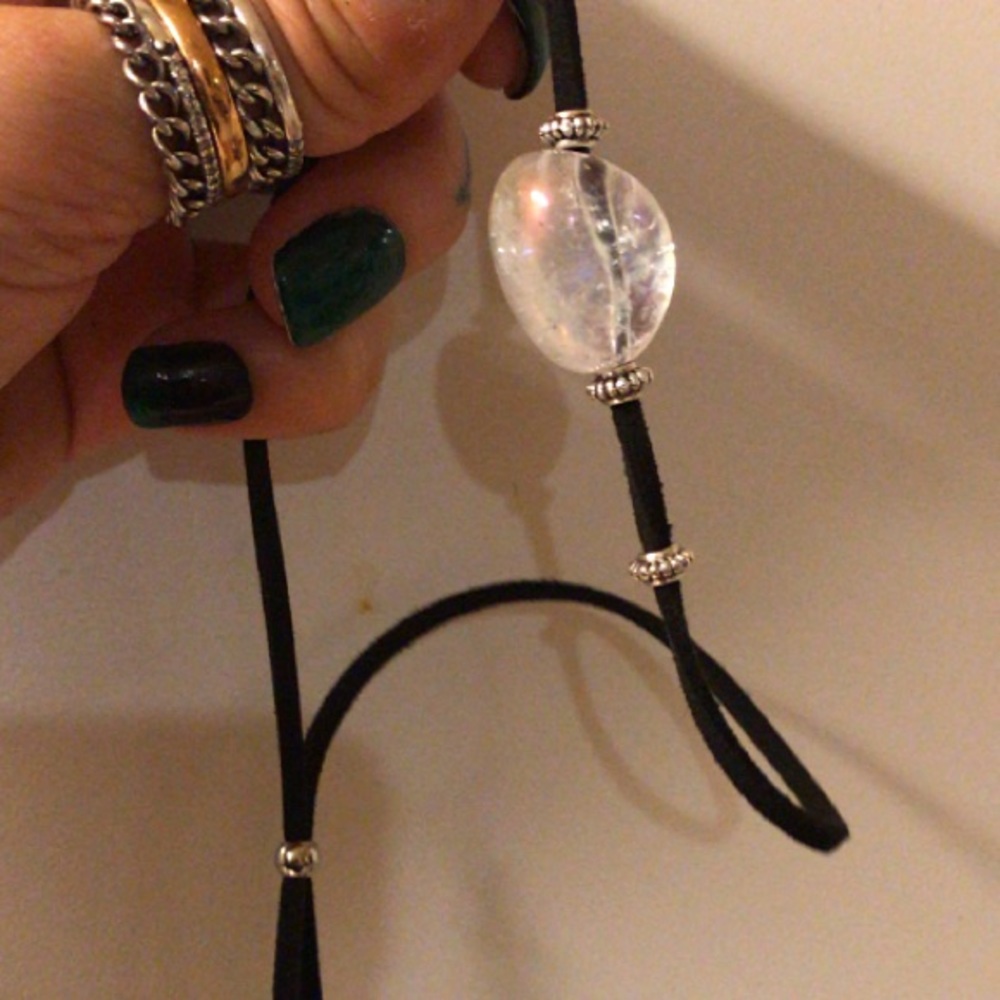 Angel aura crystal black suede adjustable choker - Picture 3 of 7